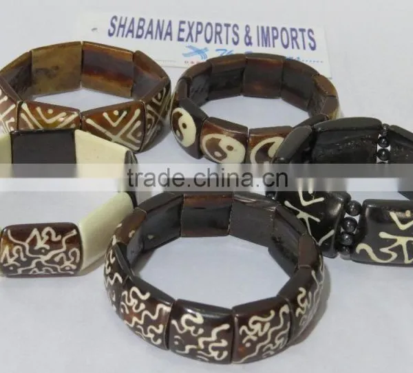 Funky Bracelets Bohemian Hand Carved Buffalo Horn Jewelry