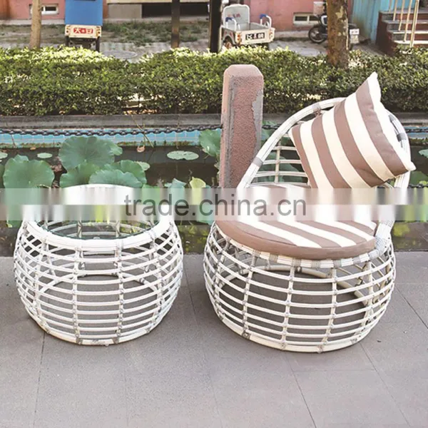 Round Shaped Outdoor Leisure White Soft PE Rattan Material Bali Synthetic Rattan Furniture photo-6