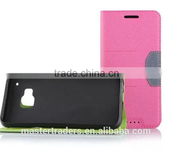 Frosted Auto Pull Flip Wallet PU Leather Case For HTC M9 MT-3024 photo-2