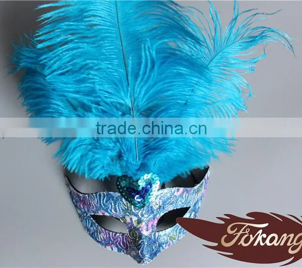 Wholesale Cloth Trim Big Ostrich Feather Mask For Bachelorette Party Supplies photo-2