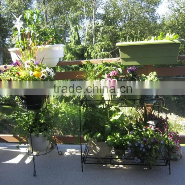Plant Stand With Contemporary Tray Design and 2-Tier, Black photo-4