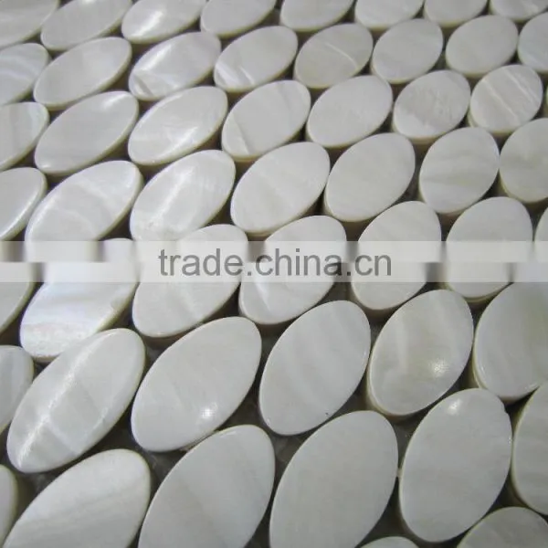 Oval Pure White Freshwater Shell Mosaic Tile,bathroom Tile photo-2