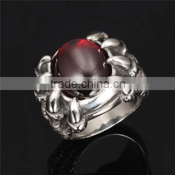 Fashionable Trend Claw Stainless Steel Jewelry Cubic Zirconia Zircon Ring for Men photo-3