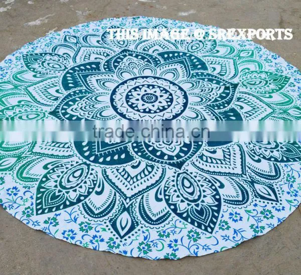Indian Cotton Roundie Mandala Beach Throw Round Yoga Mat Mandala Tapestry