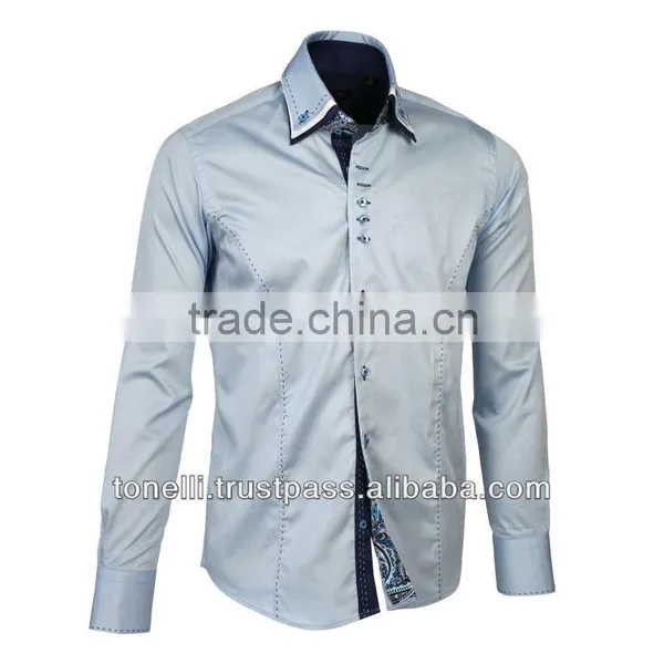 Mens Long Sleeve Pure Cottal Triple Collar Business for Men - Free DHL Express Shipping