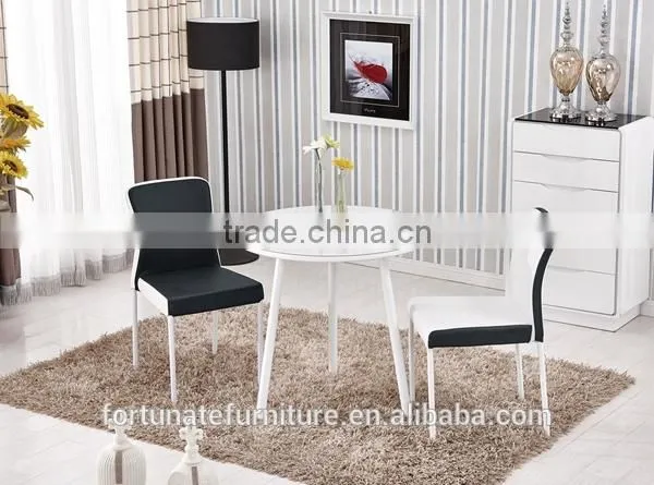 80cm White Color Round Tempered Glass Top Dining Table photo-2