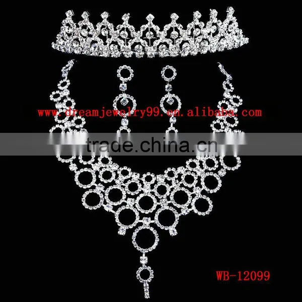 Trendy Rhinesetone Tiara Necklace and Earring Sets