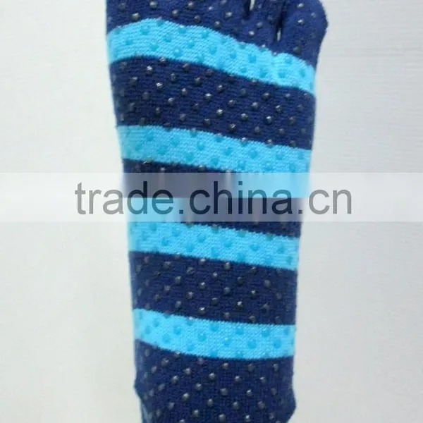 Unisex Stripe Anti Slip 5 Toe Yoga Pilates Sock