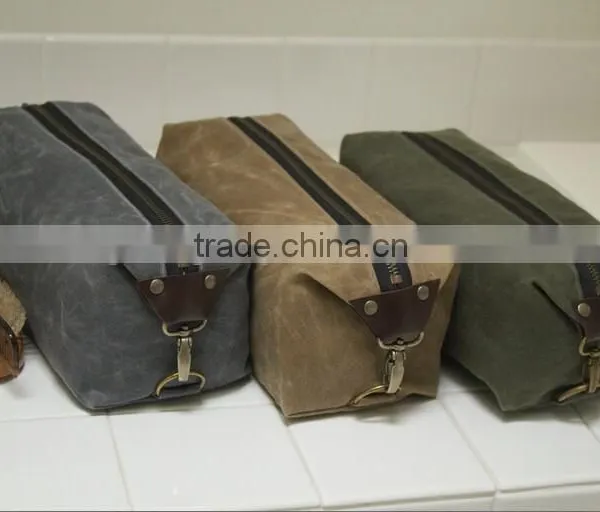 High Quality and Personalized Large Size Mens Waxed Canvas Dopp Kit Supplier's Choice photo-2