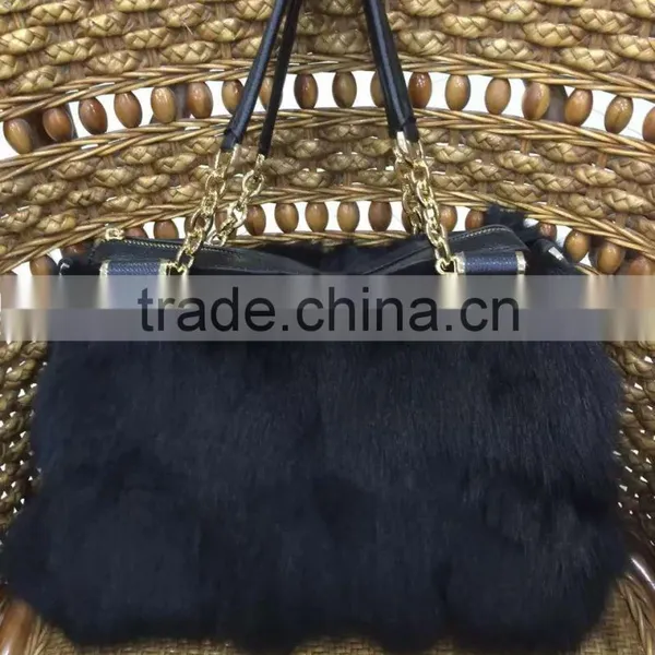 Women Real Fox Fur and Leather Splicing Handbags photo-2