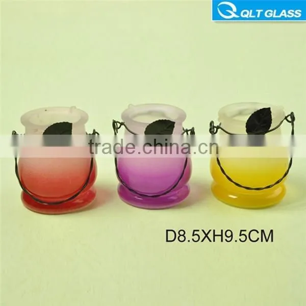 Sprayed Colored Glass Candle Jars