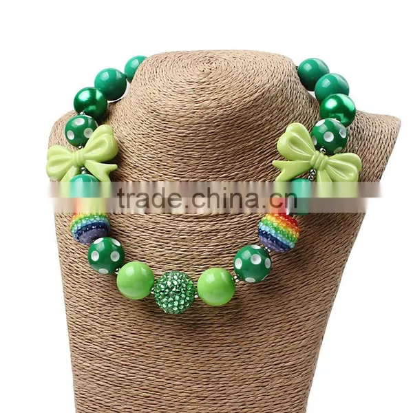 Wholesale Chunky Bead Necklace and Bowknot Hairband for Little Baby Fashion Girls Chunky Necklace Baby Outfits Decorations photo-4