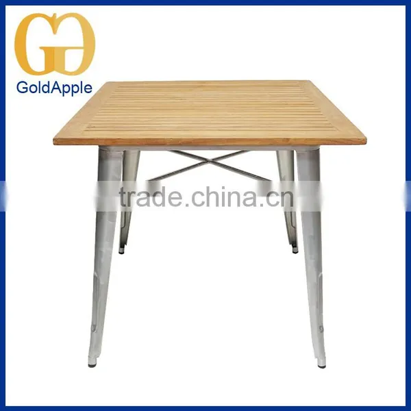 Wholesale Vintage Restaurant Dining Metal Legs Wood Table