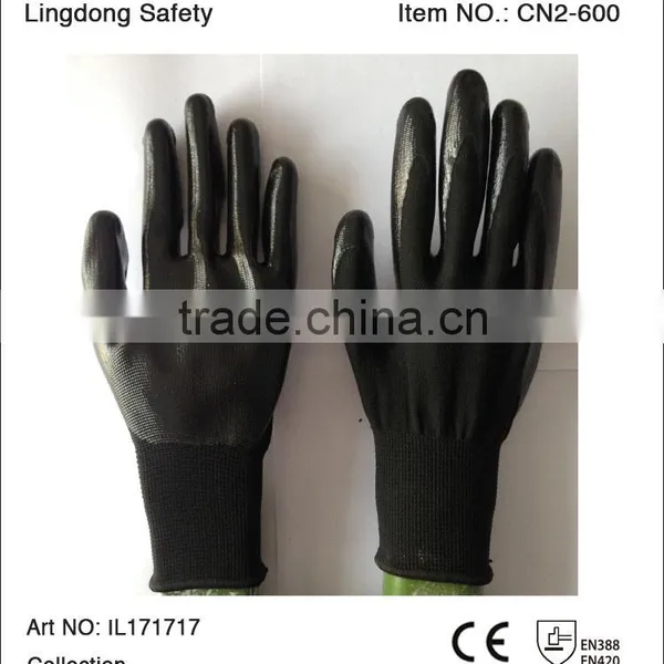 10 Gauges Nylon Knitted Working Glove With Black Nitrile Coated photo-6