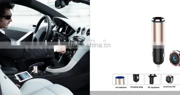 Super Slim Sized Car Auto Charger With Bluetooth V4.1 Earphone for Cellphone photo-3