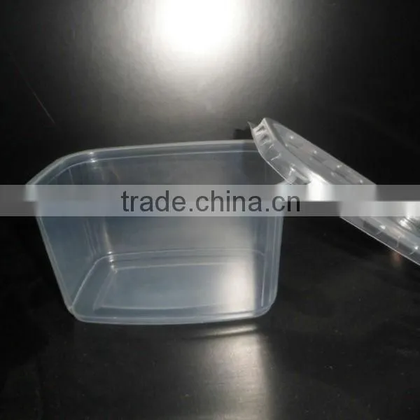 Transparent Rectangle Microwaveable Food Container 750ml PP Material