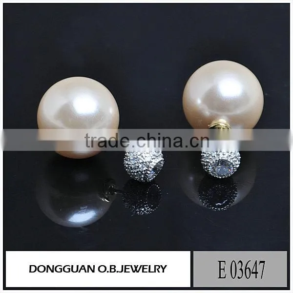 Imitation White Gold Plated Stud Earrings Wholesale Freshwater Pearl Jewelry photo-3