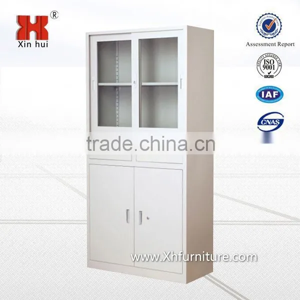 Glass Door Steel File Cabinet With 2 Drawers photo-3