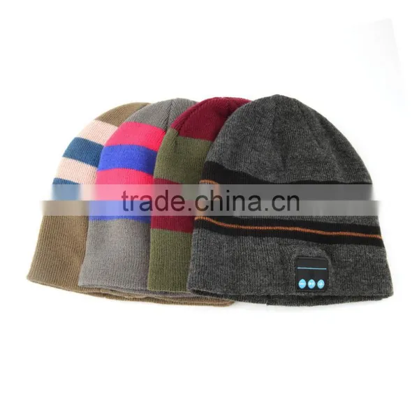 Cool Striped Wireless Bluetooth Music Knit Hat With Handsfree Smart Cap Headset photo-2