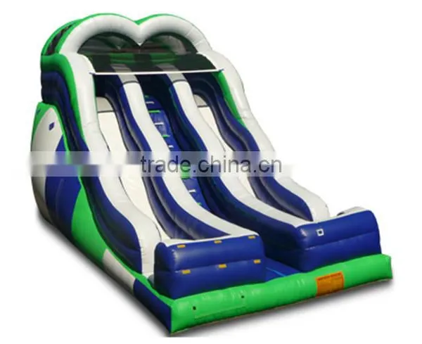Jumpfun Blue and Green and White Double Drop Fall Inflatable Water Slide photo-3