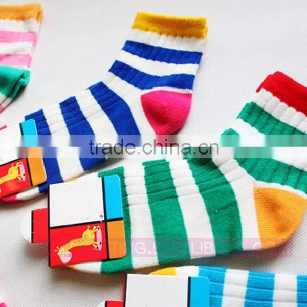 Chinese Made Kids Fancy Colorful Striped Socks Baby Socks Wholesale photo-2