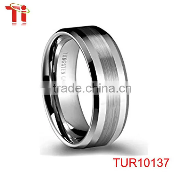 Tungsten Ring,Waves Black Tungsten Wedding Band,brushed Center