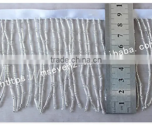 High Quality 9.5cm Width Nylon Handmade Beaded Custom Ribbon Fringes photo-6