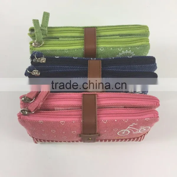 2016 New Promotional Cute Canvas Student Pencil Bag Pen Case Stationery Pouch Pencil Box With Zipper Lock Free Shipping