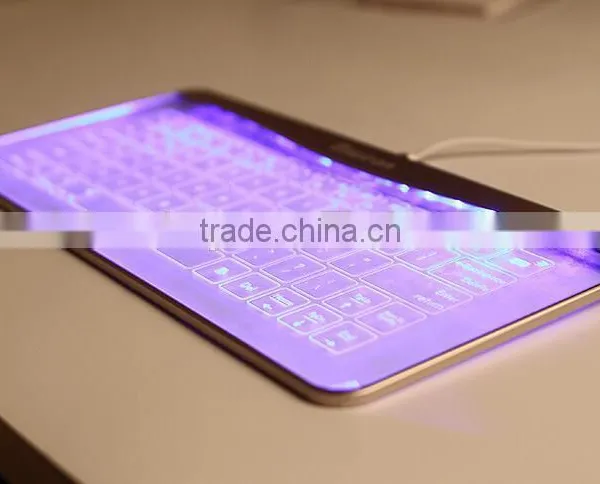 Newest Fashion Glass Touch LED Backlit Universal Wired Keyboard Transparent Glass LED Touch Keyboard photo-2