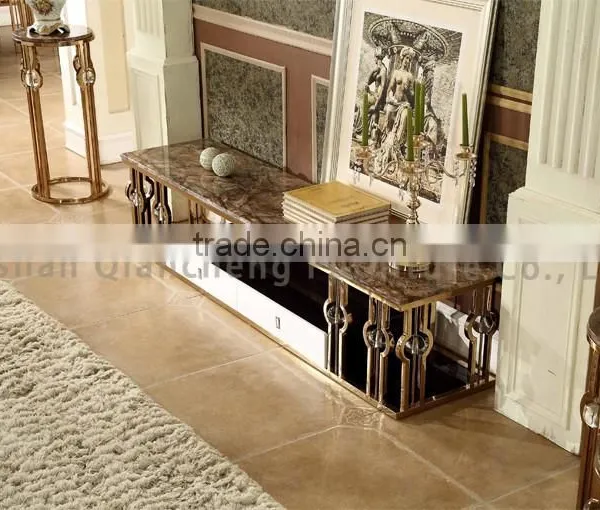 Luxury Stone Top Modern Iron TV Stand photo-6