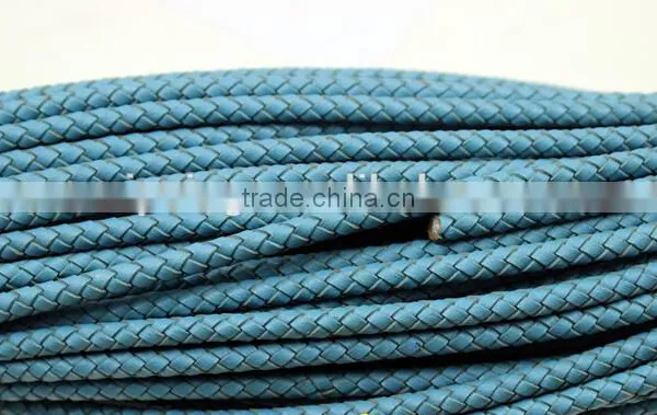 5mm Round Real Braided Leather Cord Various Color for Option for Making Jewelry Bracelet photo-2