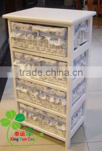 Tong Wood Living Room Display Shoe Cabinet With Wicker Drawer photo-6