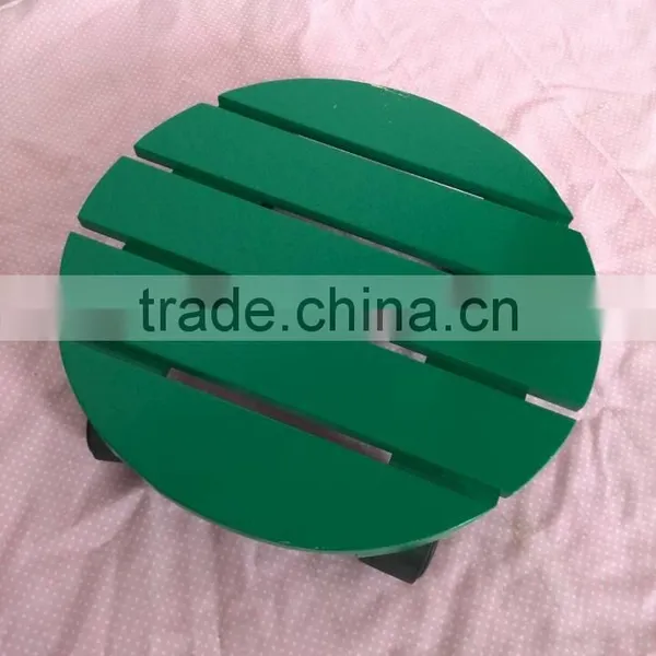 Round Wooden Flower Stand MatWooden Flowerpot Stand With Wheels photo-5