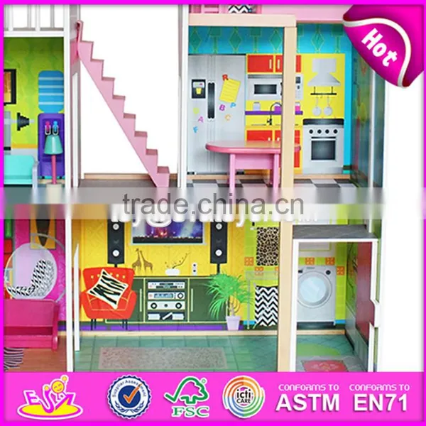 2017 Best Gift Set Luxurious Wooden Kids Doll House With Furniture W06A246 photo-4
