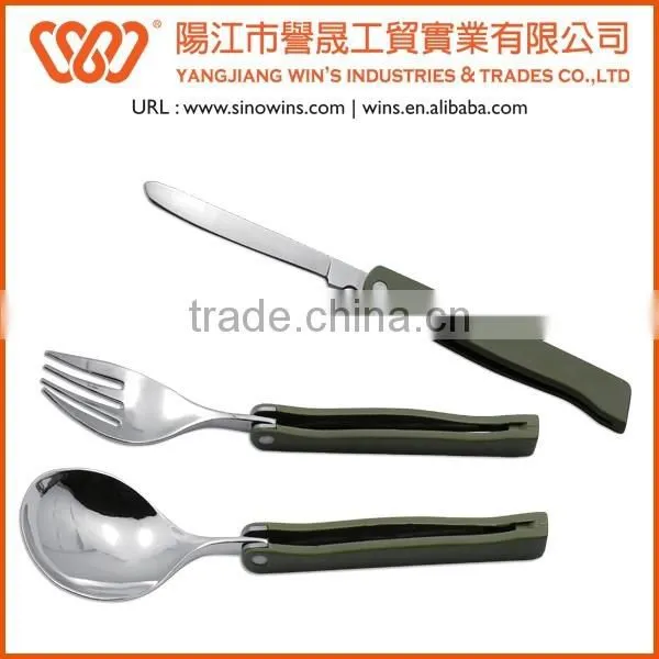 A21-S005-2S Stainless Steel Foldable Travel Cutlery Set With Plastic Handle Chips photo-2