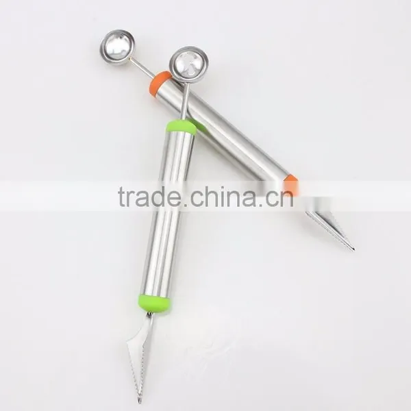 Fashionable Multifunction Stainless Steel Fruit Carving Knives Watermelon Hami Melon Balls Ice Cream Spoon photo-3