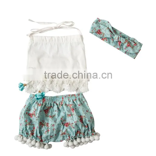 Summer New Design Boutique Baby Clothing Set Fashion Girl Floral Outfits photo-3