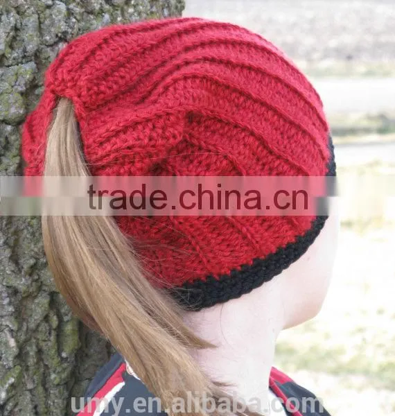 Bun Beanie Running Ponytail Toque Hat photo-2