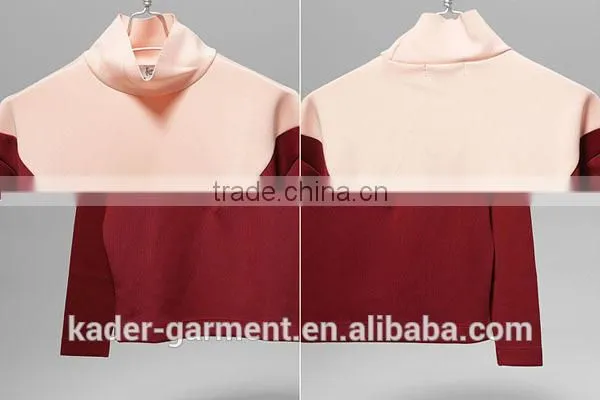 Custom Sweatshirt, Turtleneck Sweatshirts, Color Contrast Sweatshirt Women photo-3