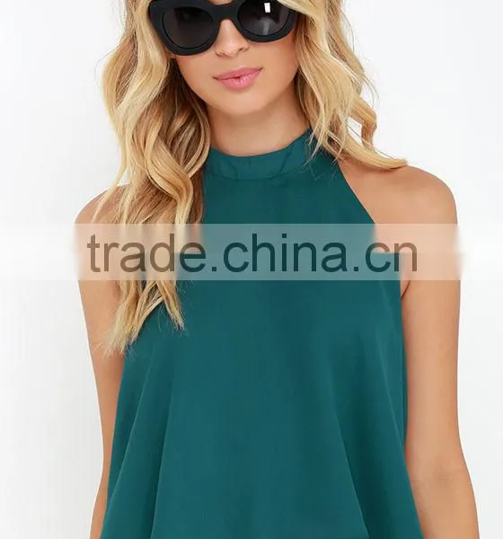 New Summer High Quality Sleeveless Plain Style Fashion Blouses From Garment Factories in China photo-2