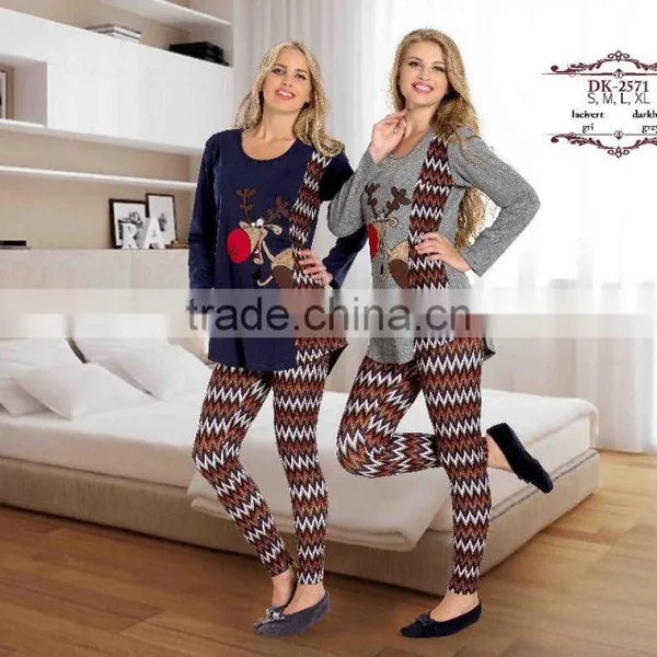 Cute Design %100 Cotton Comfortable Winter Pajama for Girls