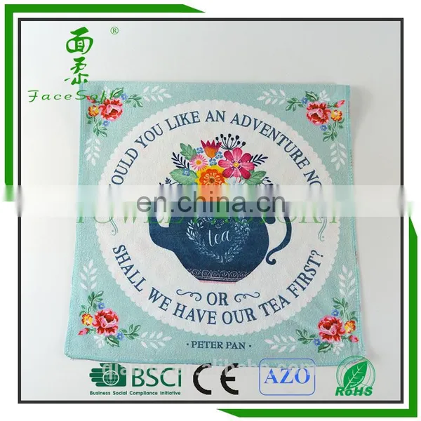 Custom Design Kitchen Cleaning Use Cheap Polyester Microfiber Printed Tea Towel photo-6