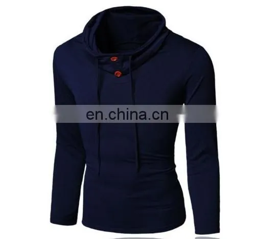 Hot Selling T-Shirt Men Button Front Long Sleeve Round-neck Solid Casual Slim Tops photo-3