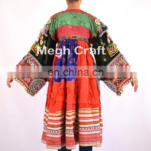 Vintage Afghani Kuchi Dress - Tribal Beaded With Coin Tassels Dress - Kuchi Indian Traditional Balochi Dress photo-4
