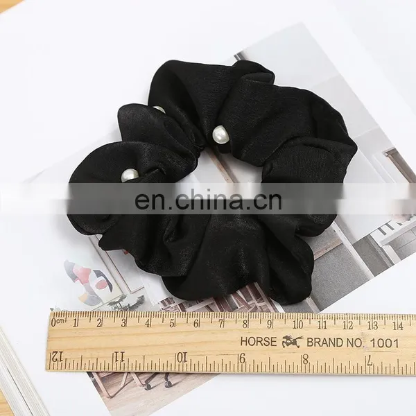 Women Pearl Elastic Rubber Bands Headwear Headband Girls Scrunchies Solid Silk Hair Tie Rope Ring Hair Accessories Free Shipping photo-5
