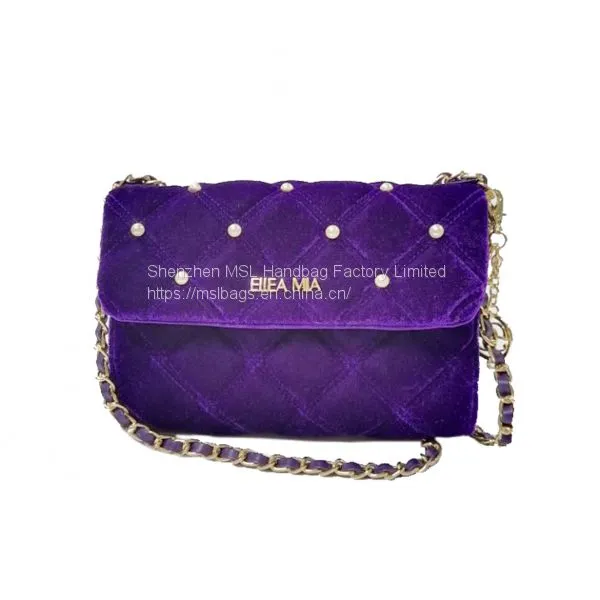 Women Shoulder Handbags Top Quality Velvet Diamond Quilted Chain Interlaced Crossbody Bags