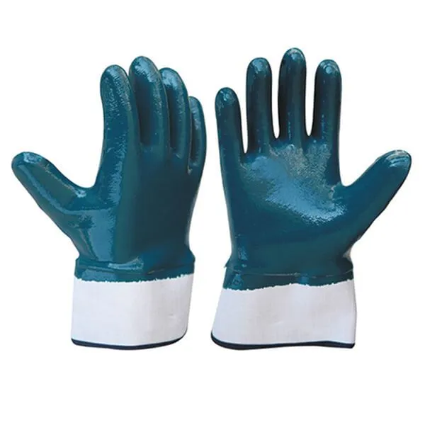 Cotton Jersey Liner Safety Cuff Nitrile Rubber Coated Heavy Duty Gloves photo-2