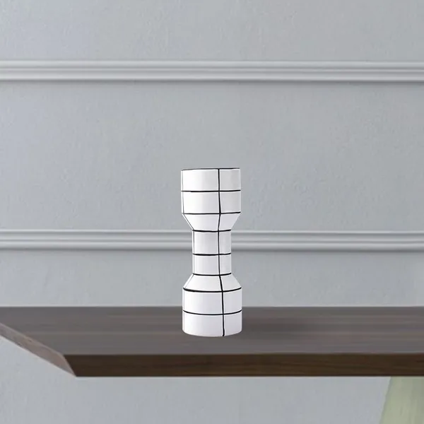 Nordic Modern Simple Creative Fashion White Black Stripe Ceramic Vase For Living Room Decor photo-2