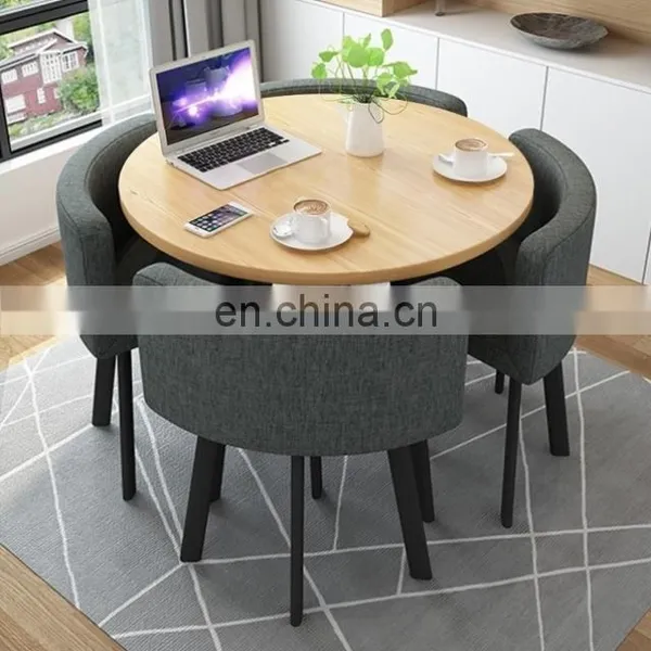 China Factory Luxury Saving Place Coffee Table Sets Leisure Modern Round 4 Seaters Dining Tables photo-2