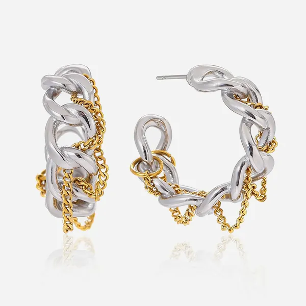 Geometric Hoop Earrings in Stainless Steel With Gold/Silver Plating for Couples photo-4